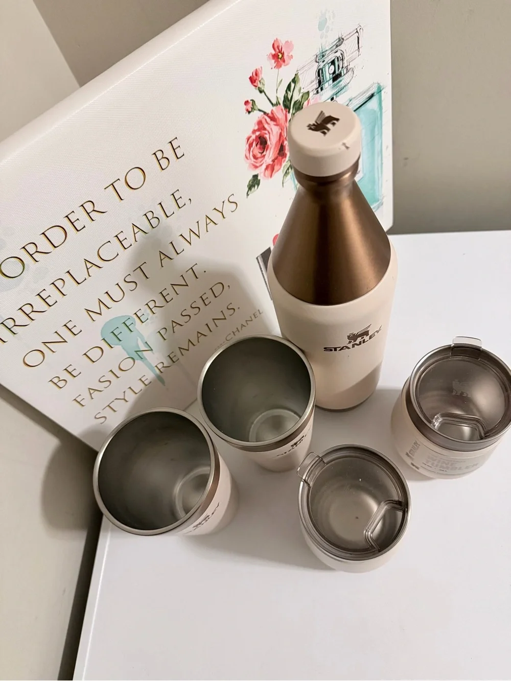 Stanley Cream and Bronze Insulated Drinkware Set - Tumbler & Bottle Collection